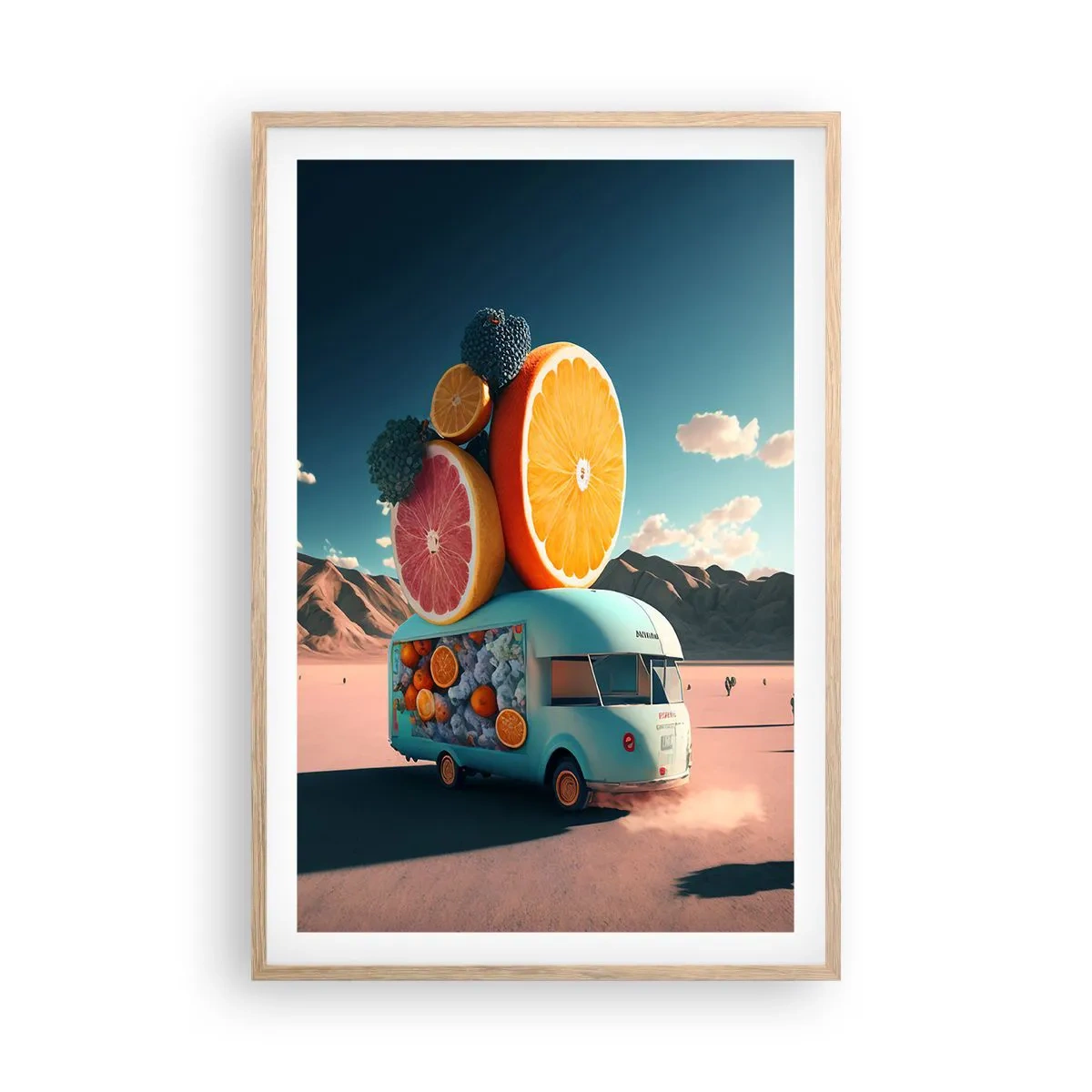Poster in einem Rahmen aus heller Eiche - Geschmack von Urlaub - 61x91 cm