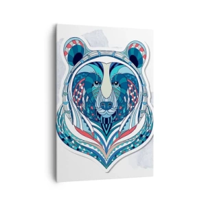 Bild auf Leinwand - Leinwandbild - Geometrischer Bär in Blau- und Rottönen - 70x100cm - Eviva Grönland! - Moderne Wanddekoration für Wohnzimmer und Schlafzimmer ARTTOR