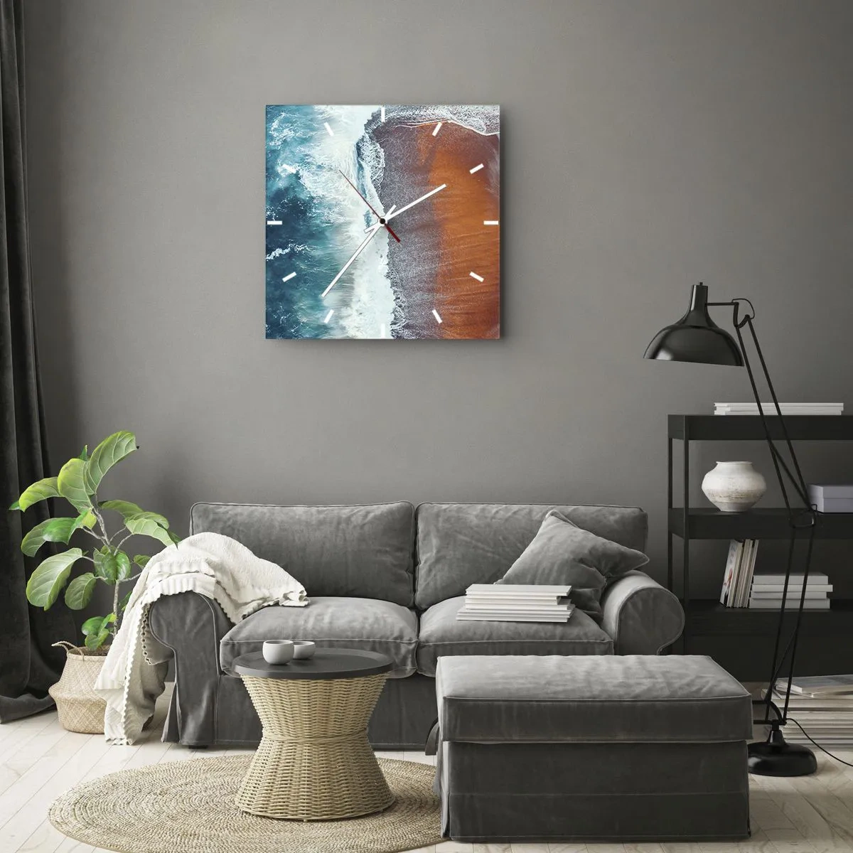 Wanduhr - Glasuhr - Berührung des Ozeans - 30x30 cm