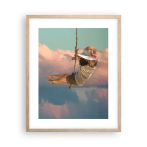 Poster in einem Rahmen aus heller Eiche - Spaß in den Wolken - 40x50 cm