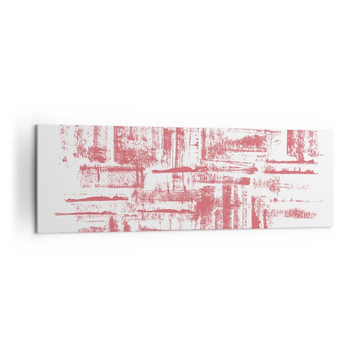 Bild auf Leinwand - Leinwandbild - Abstrakte rosa Texturen auf weißem Hintergrund - 160x50cm - Die rote Stadt - Moderne Wanddekoration für Wohnzimmer und Schlafzimmer ARTTOR