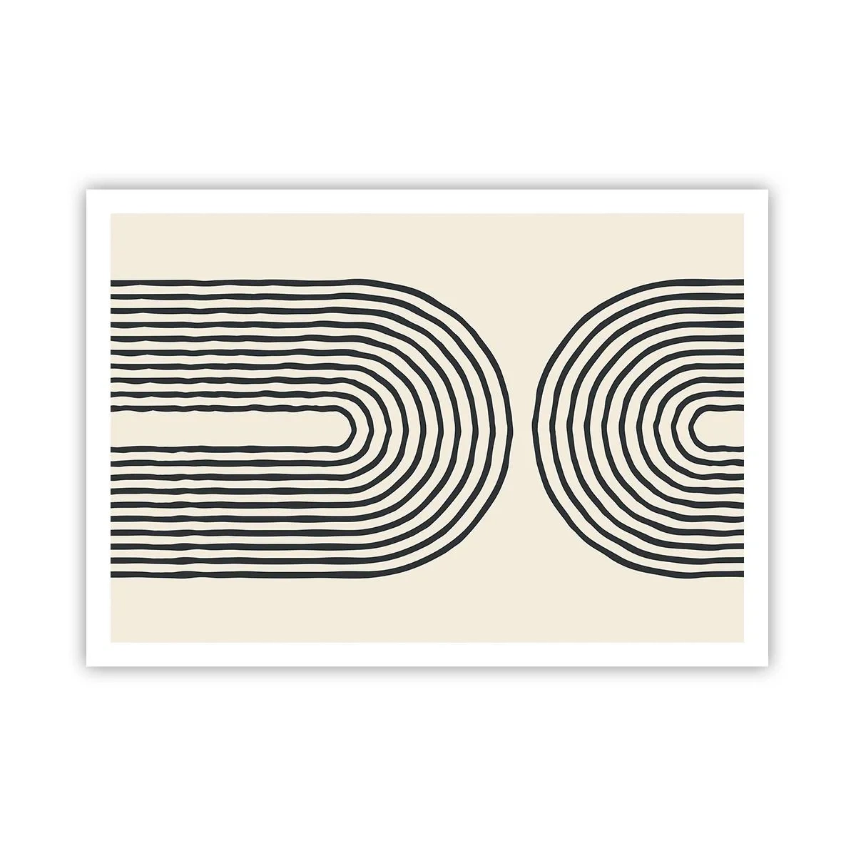 Poster - Abstraktes geometrisches Muster mit symmetrischen Linien auf hellem Hintergrund - 100x70cm - In einem Moment ... - Moderne Wanddekoration für Wohnzimmer und Schlafzimmer ARTTOR