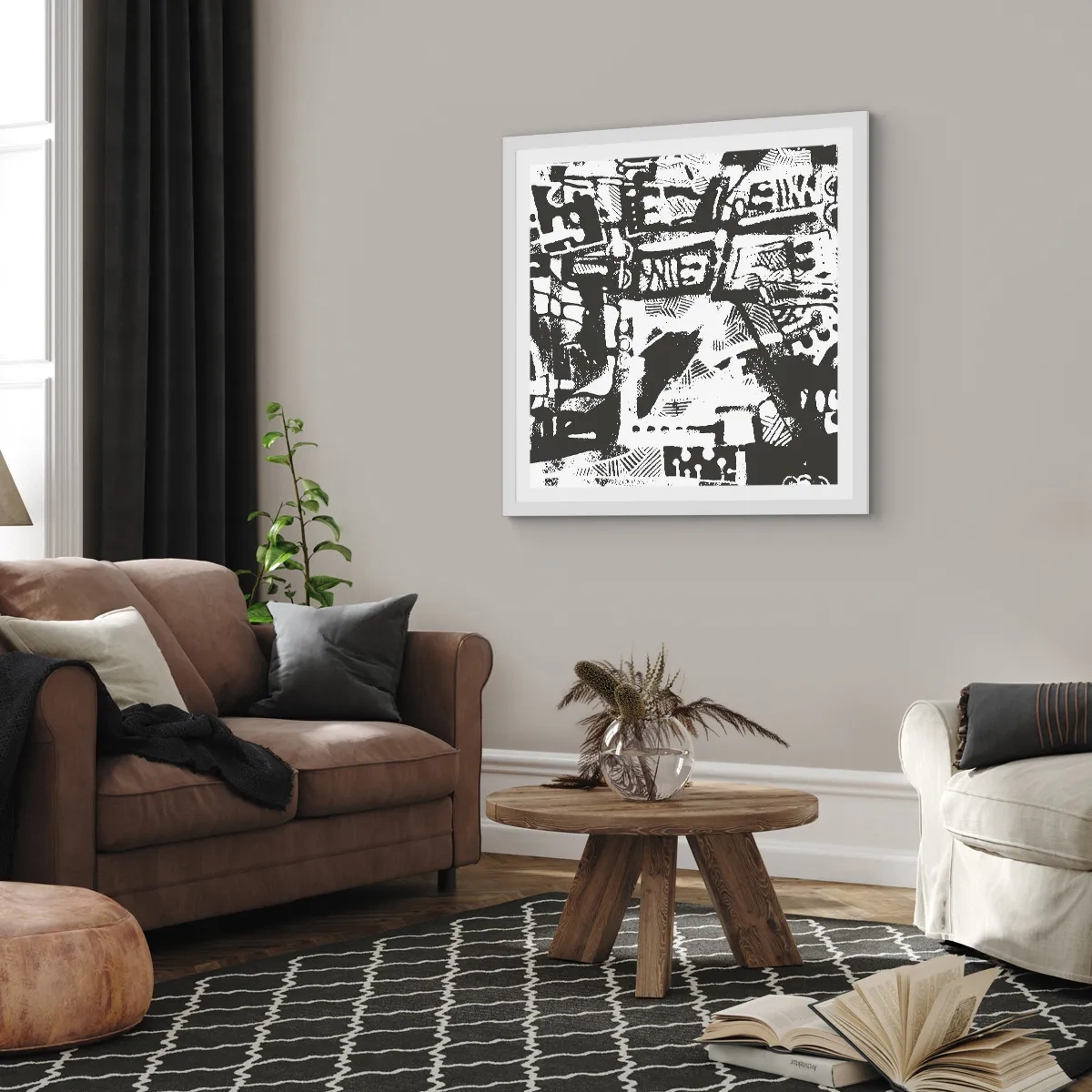 Poster in einem weißen Rahmen - Ordnung oder Chaos? - 60x60 cm