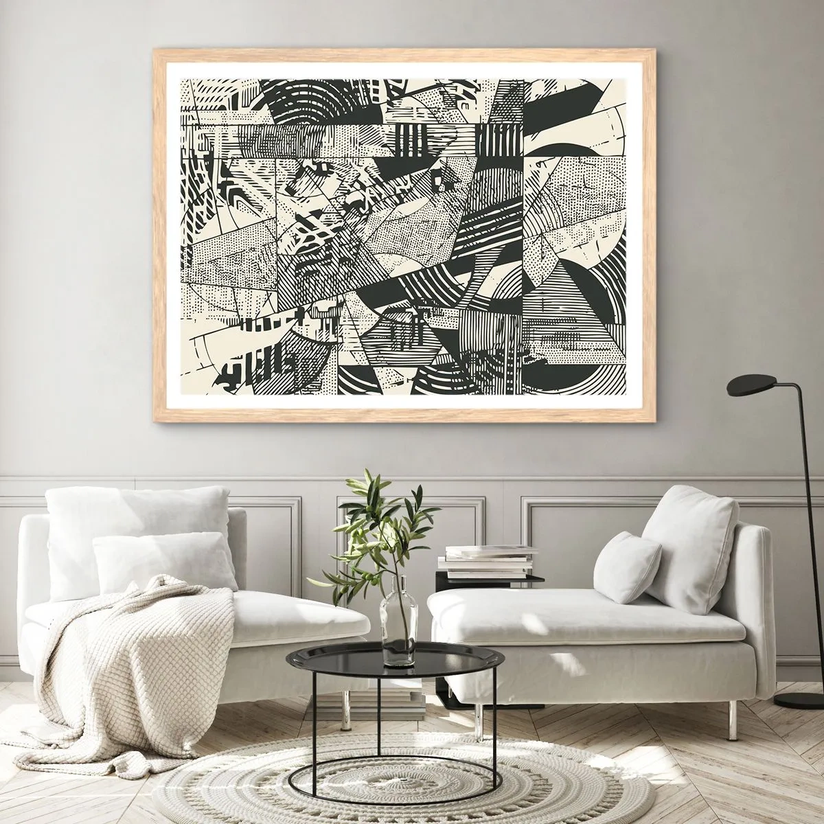 Poster in einem Rahmen aus heller Eiche - Die Dynamik der Gegenwart - 91x61 cm