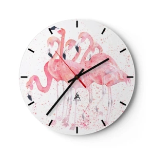 Wanduhr - Glasuhr - Rosa Ensemble - 40x40 cm