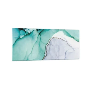 Glasbild - Bild auf glas - Abstraktes Muster in Türkis- und Weißtönen - 120x50cm - Eine Studie in Türkis - Moderne Wanddekoration für Wohnzimmer und Schlafzimmer ARTTOR