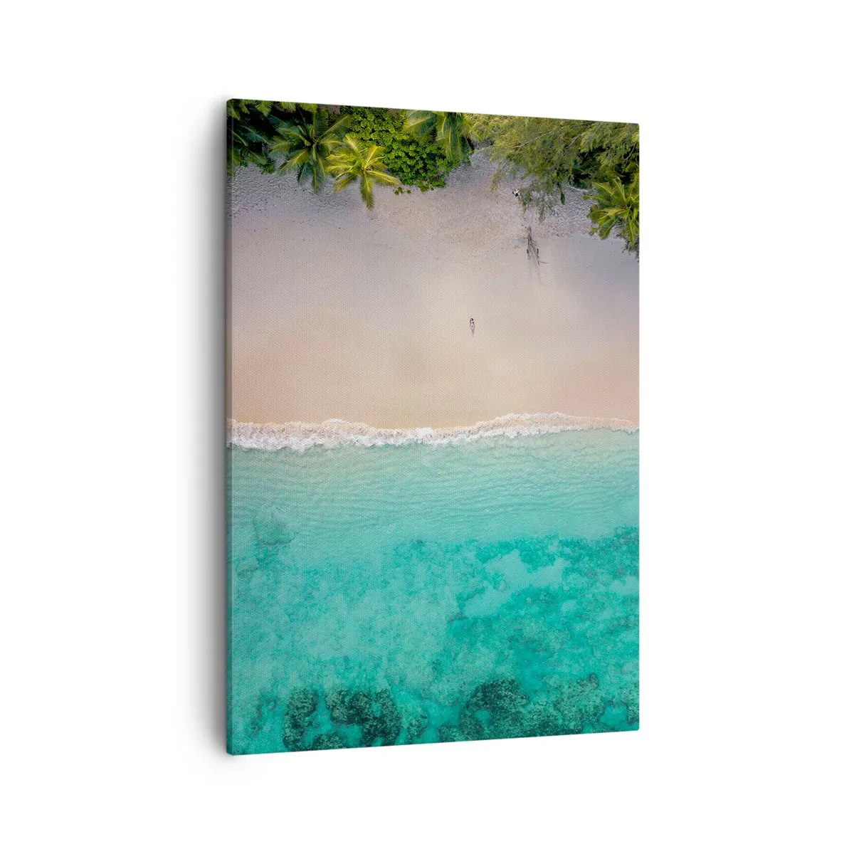 Bild auf Leinwand - Leinwandbild - Luftaufnahme eines tropischen Strandes mit türkisfarbenem Wasser - 50x70cm - Paradiesstrand - Moderne Wanddekoration für Wohnzimmer und Schlafzimmer ARTTOR
