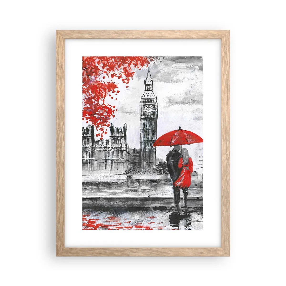 Poster in einem Rahmen aus heller Eiche - Verliebt in London - 30x40 cm