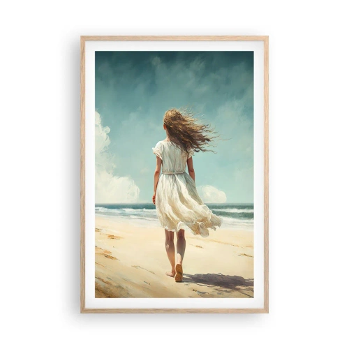 Poster in einem Rahmen aus heller Eiche - Der Sonne und dem Wind begegnen - 61x91 cm