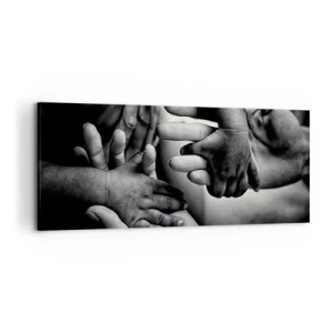 Bild auf Leinwand - Leinwandbild - Schwarze und weiße Hände verschiedener Generationen - 120x50cm - Mensch sein - Moderne Wanddekoration für Wohnzimmer und Schlafzimmer ARTTOR