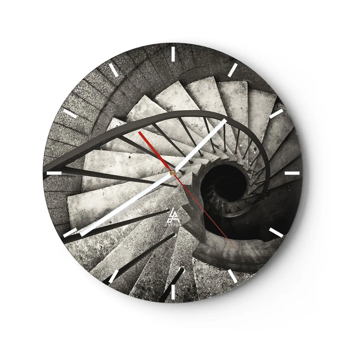Wanduhr - Glasuhr - Treppe hoch, Treppe runter - 40x40 cm