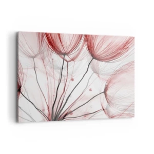 Bild auf Leinwand - Leinwandbild - Zarte Blüten in Rottönen auf hellem Untergrund - 120x80cm - Vor der Abfahrt - Moderne Wanddekoration für Wohnzimmer und Schlafzimmer ARTTOR