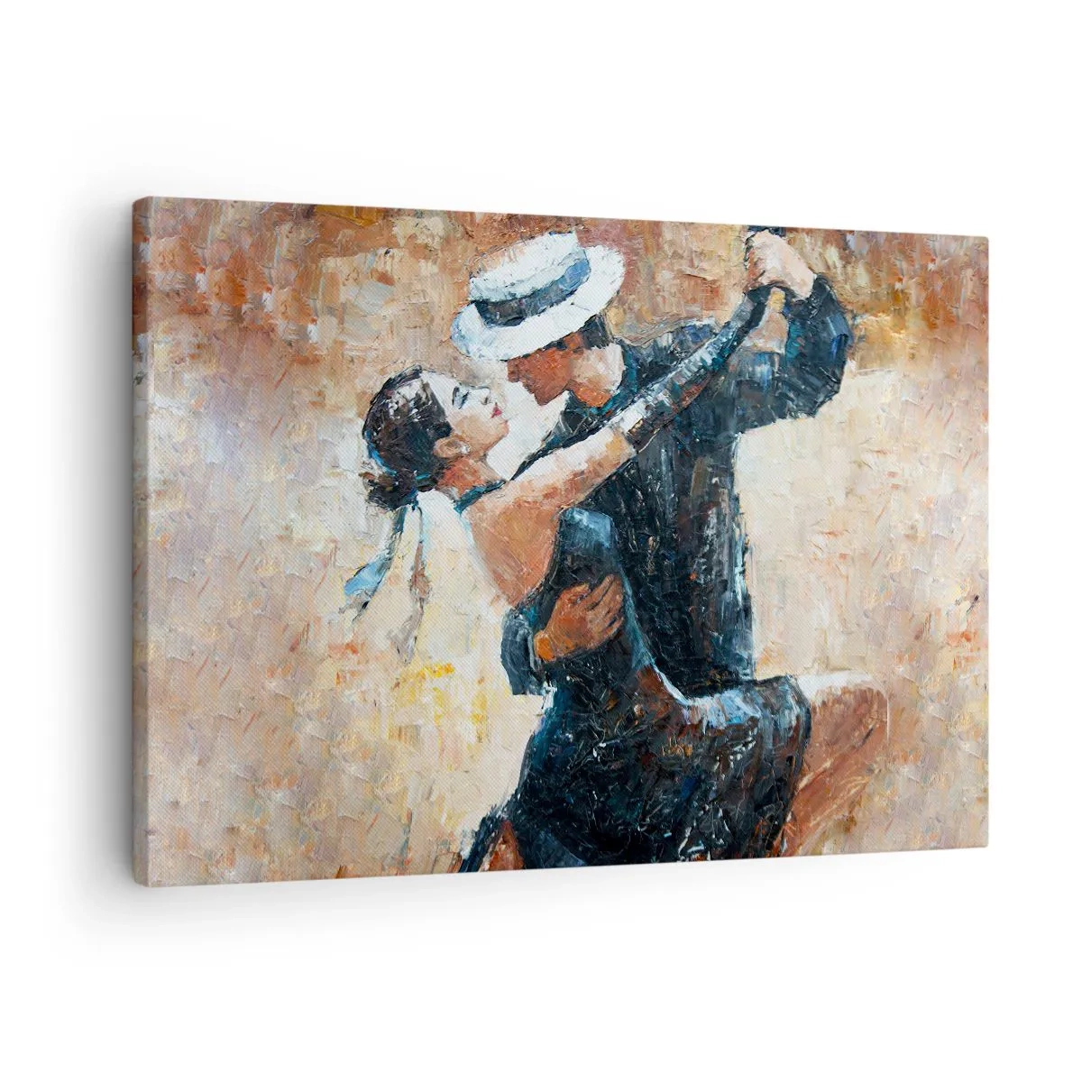 Bild auf Leinwand - Leinwandbild - Ein Paar tanzt Tango in einem romantischen, eleganten Stil - 70x50cm - A la Rudolf Valentino - Moderne Wanddekoration für Wohnzimmer und Schlafzimmer ARTTOR