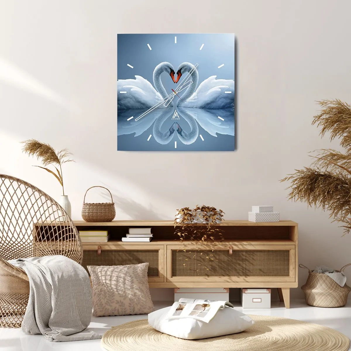 Wanduhr - Glasuhr - Zeit für die Liebe - 40x40 cm
