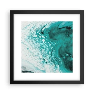Poster in einem schwarzem Rahmen - Verschmelzen in Weiß und Türkis - 30x30 cm