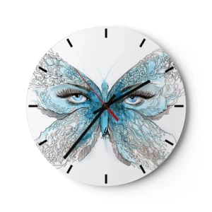Wanduhr - Glasuhr - Eros Blaumeise - 40x40 cm