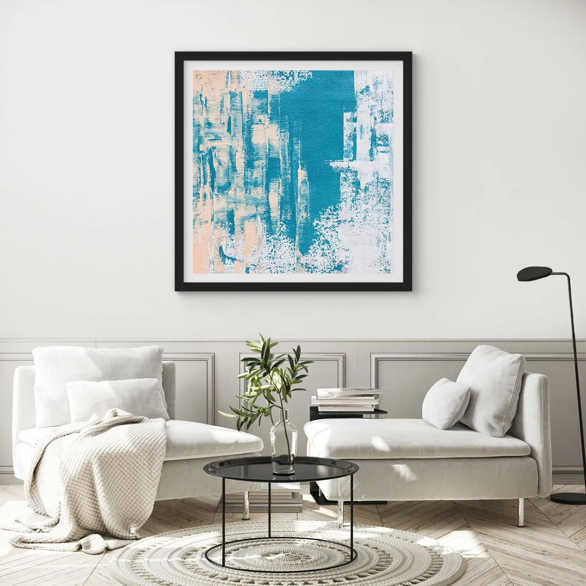 Poster in einem schwarzem Rahmen - Durch einen Eiszapfen - 50x50 cm