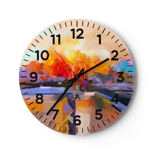 Wanduhr - Glasuhr - Der Herbst ist geworden - 40x40 cm