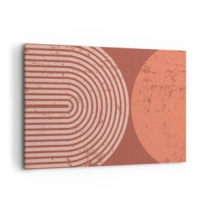 Bild auf Leinwand - Leinwandbild - Geometrische Muster in Terrakotta-Tönen auf Vintage-Hintergrund - 120x80cm - Enge Beziehung - Moderne Wanddekoration für Wohnzimmer und Schlafzimmer ARTTOR