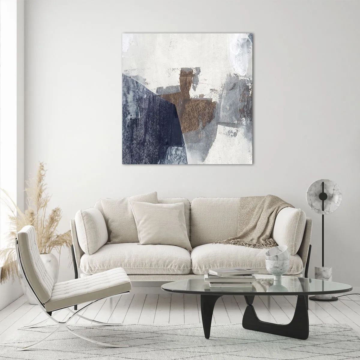 Glasbild - Bild auf glas - Blaue und braune Formen - 30x30 cm