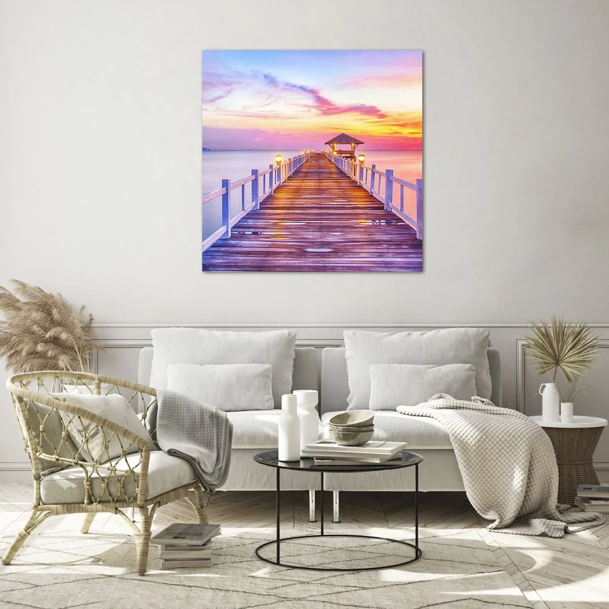 Glasbild - Bild auf glas - Die lila-goldene Stille des Abends - 40x40 cm