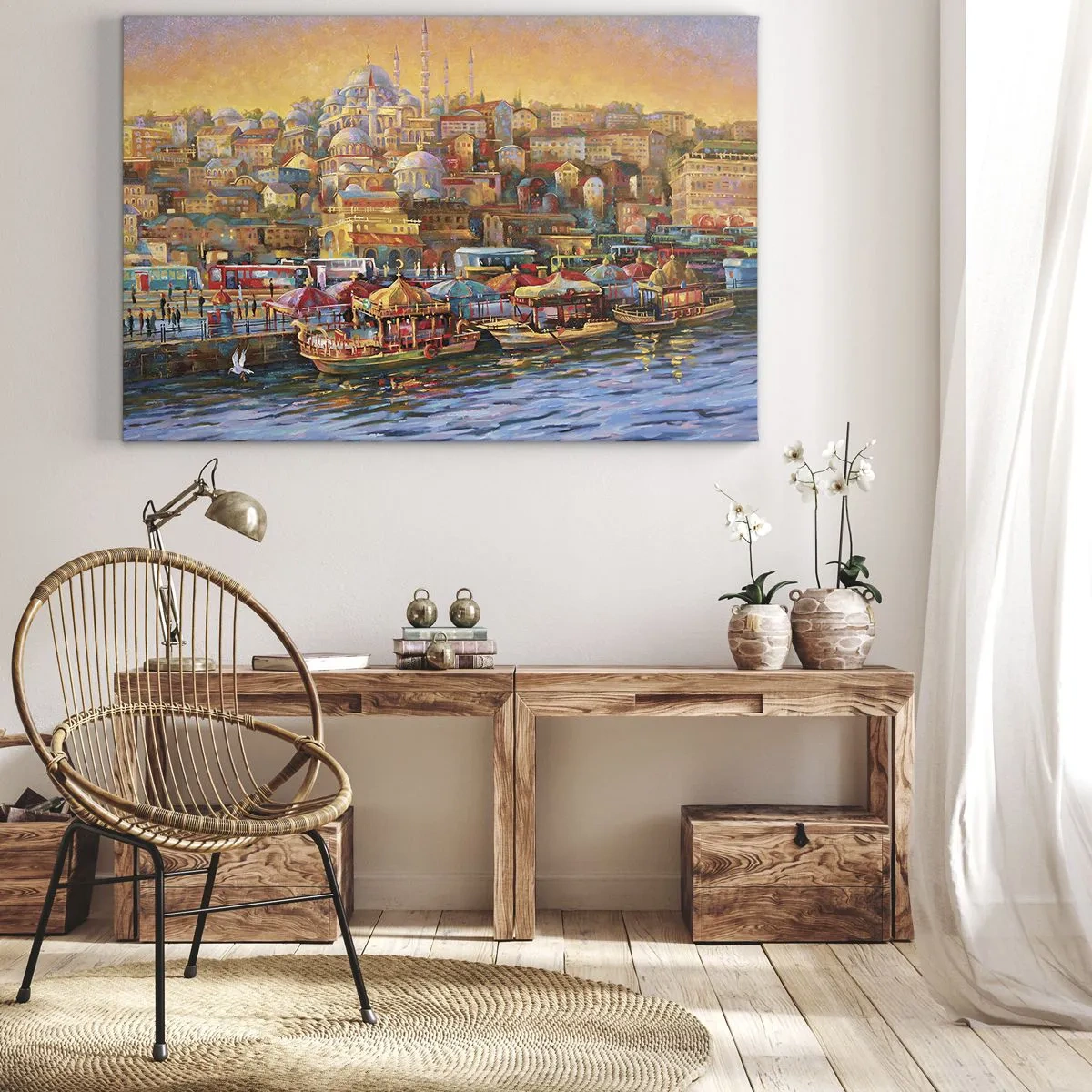 Bild auf Leinwand - Leinwandbild - Malerisches Panorama von Istanbul mit Blick auf die Bucht und die Stadt - 120x80cm - Istanbuler Geschichte - Moderne Wanddekoration für Wohnzimmer und Schlafzimmer ARTTOR
