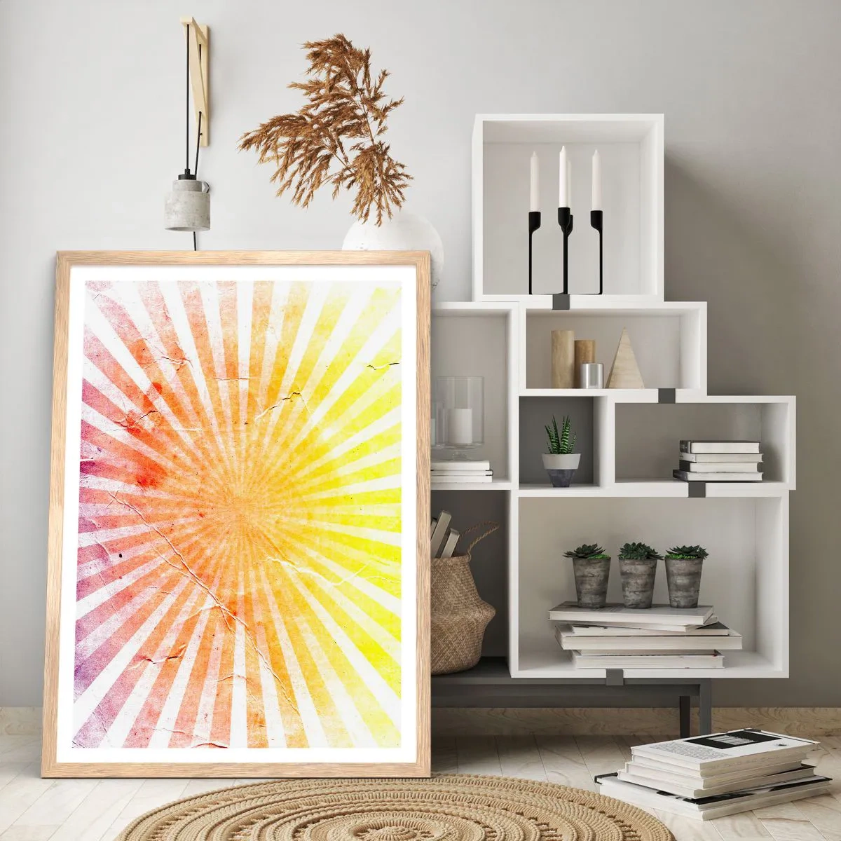 Poster in einem Rahmen aus heller Eiche - Sonnenaufgänge und Sonnenuntergänge - 40x50 cm