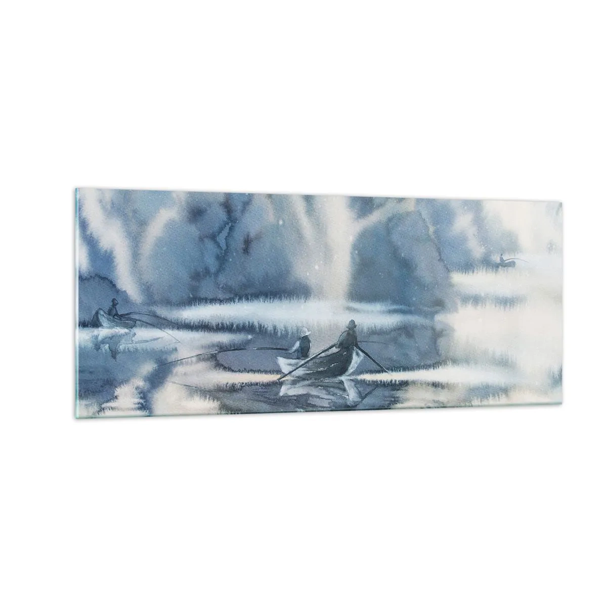 Glasbild - Bild auf glas - Angler in ihrem Paradies - 100x40 cm