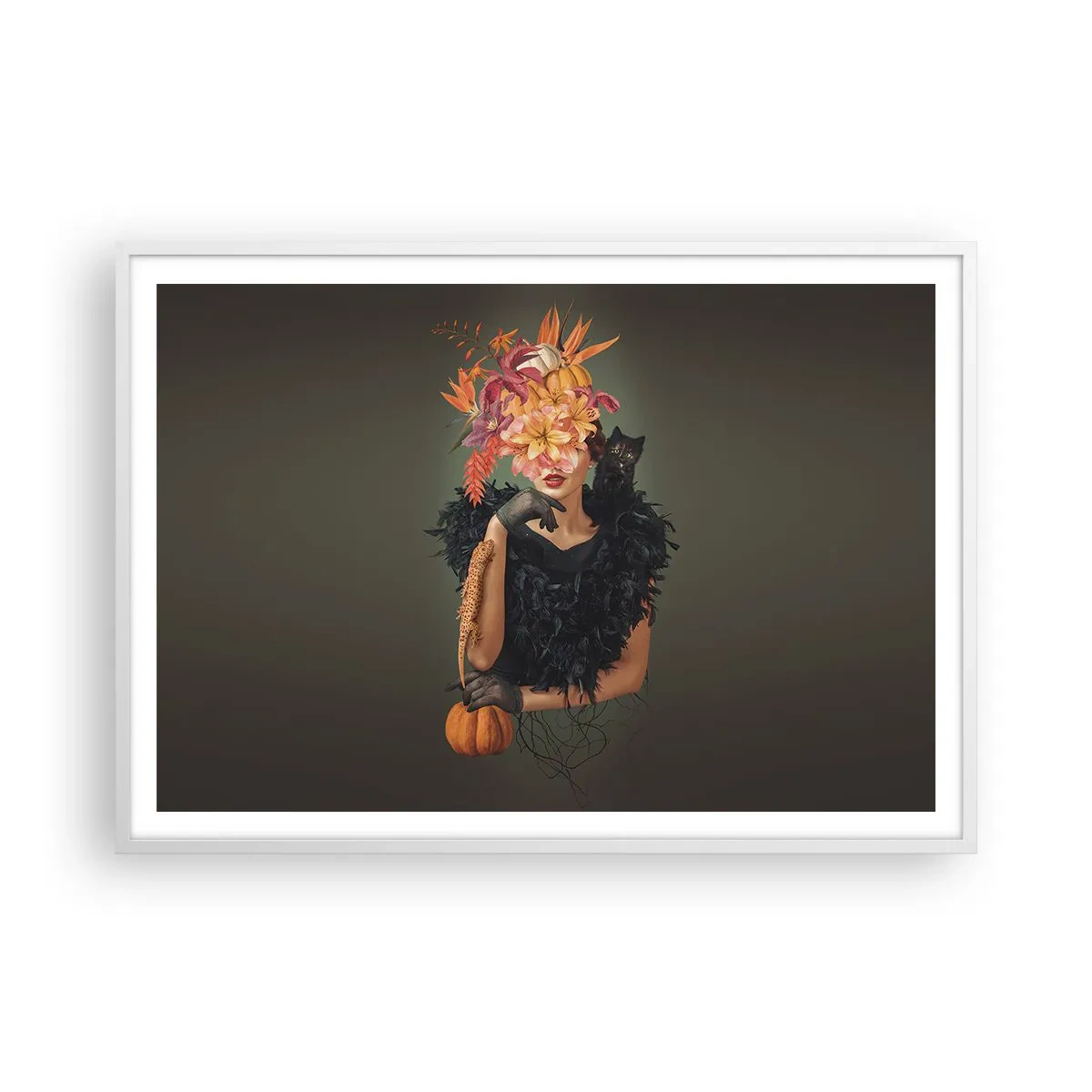 Poster in einem weißen Rahmen - Der Zauber einer Hexe - 100x70 cm