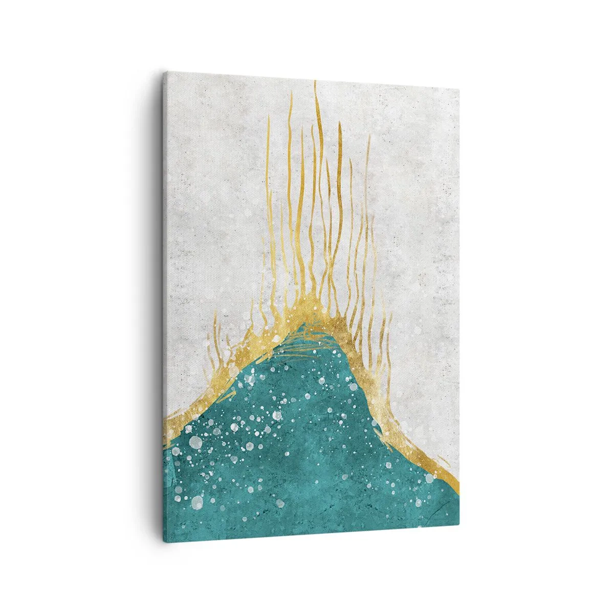 Bild auf Leinwand - Leinwandbild - Eine abstrakte Komposition in Gold- und Türkistönen - 50x70cm - Goldene Flut - Moderne Wanddekoration für Wohnzimmer und Schlafzimmer ARTTOR