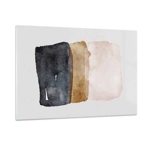 Glasbild - Bild auf glas - Abstrakte Flecken in Schwarz-, Braun- und Beigetönen - 120x80cm - Die Komposition der Farben der Erde - Moderne Wanddekoration für Wohnzimmer und Schlafzimmer ARTTOR