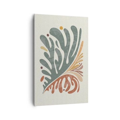 Bild auf Leinwand - Leinwandbild - Buntes abstraktes Blatt auf hellem Hintergrund - 80x120cm - Mehrfarbiges Blatt - Moderne Wanddekoration für Wohnzimmer und Schlafzimmer ARTTOR