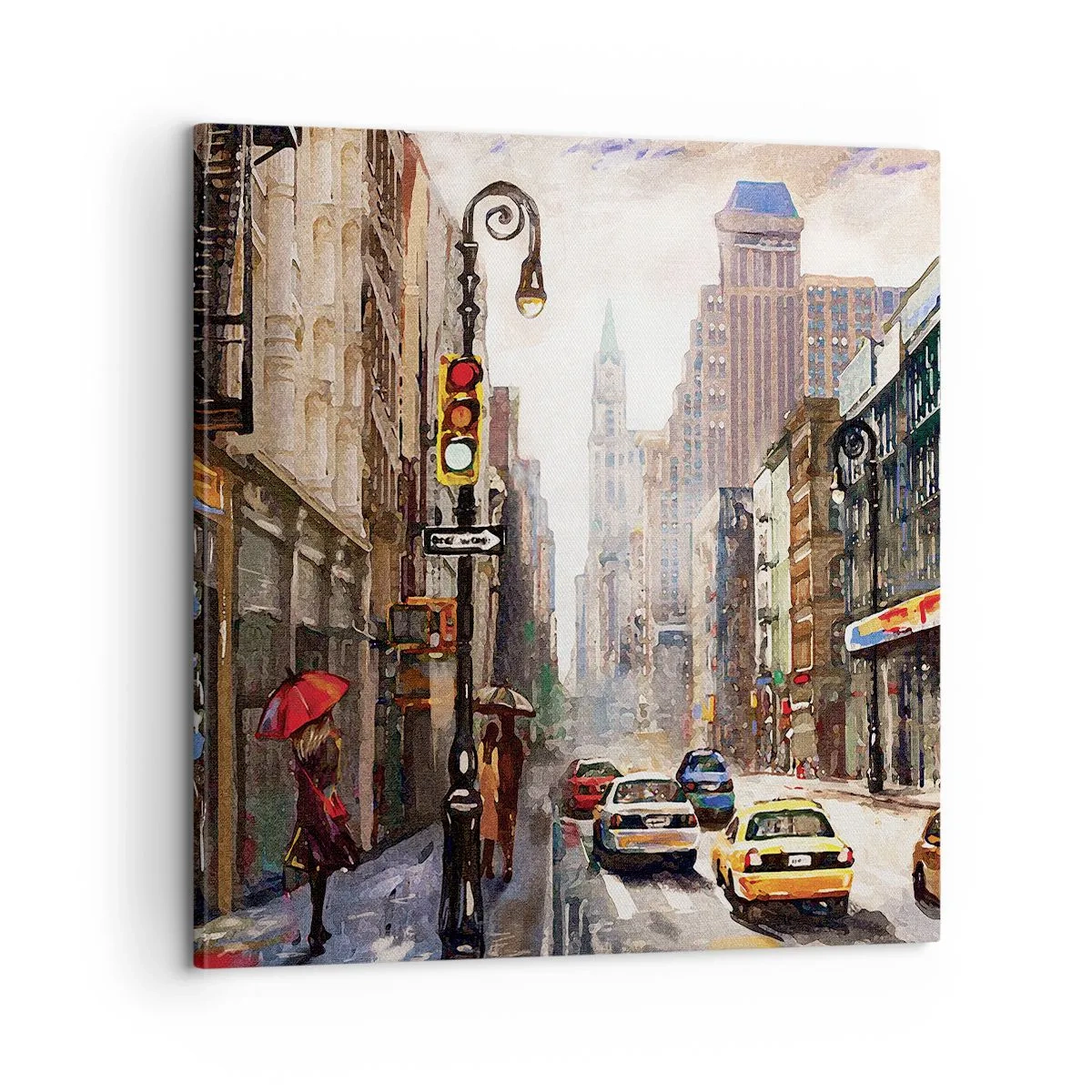 Bild auf Leinwand - Leinwandbild - New York - auch im Regen bunt - 60x60 cm