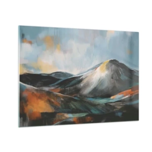 Glasbild - Bild auf glas - Eine malerische Berglandschaft in warmen und kühlen Farben - 70x50cm - Roh und schön - Moderne Wanddekoration für Wohnzimmer und Schlafzimmer ARTTOR