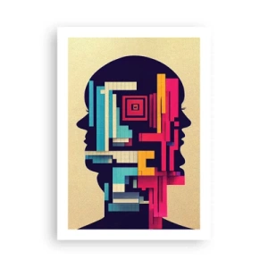 Poster - Abstrakte Silhouette mit geometrischen Formen - 50x70cm - Neue Anleihen - Moderne Wanddekoration für Wohnzimmer und Schlafzimmer ARTTOR