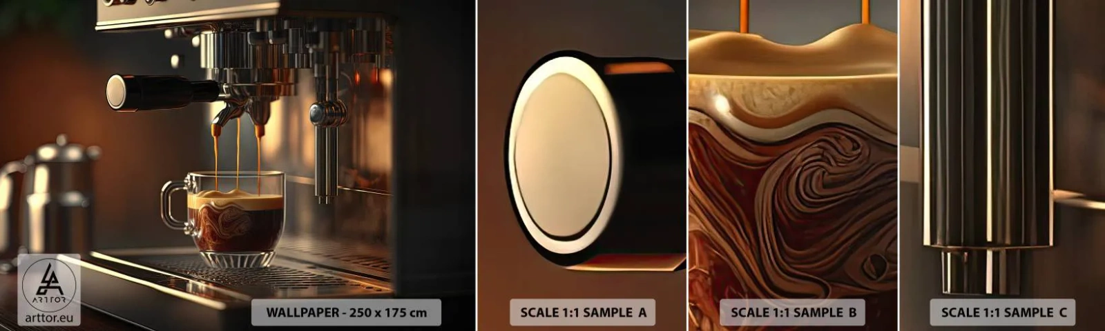 Fototapetenmuster Standard Eco - Sinnliche Mischung - Kaffee, Kaffeemaschine, Gastronomie - 100x30 cm