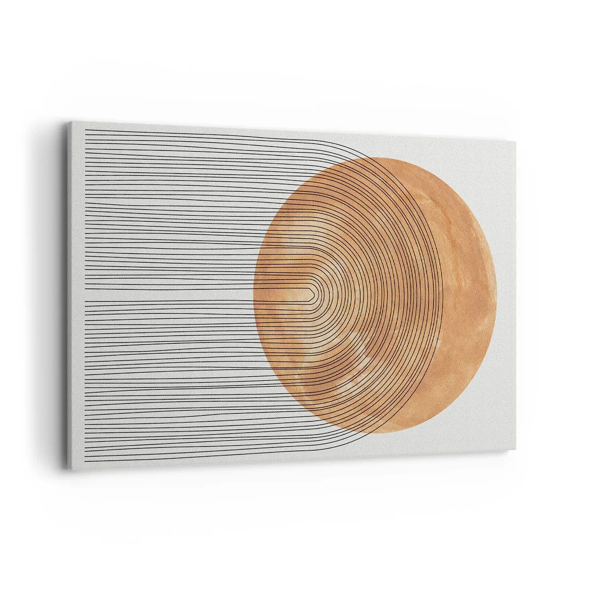 Bild auf Leinwand - Leinwandbild - Geometrische Komposition mit Kreisen und Linien in warmen Farben. - 120x80cm - SonnenKomposition - Moderne Wanddekoration für Wohnzimmer und Schlafzimmer ARTTOR