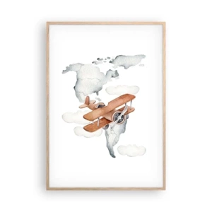 Poster in einem Rahmen aus heller Eiche - Im Pioniergeist - 70x100 cm