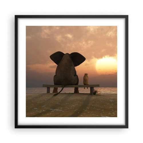 Poster in einem schwarzem Rahmen - Es tut gut zusammen zu schweigen - 50x50 cm