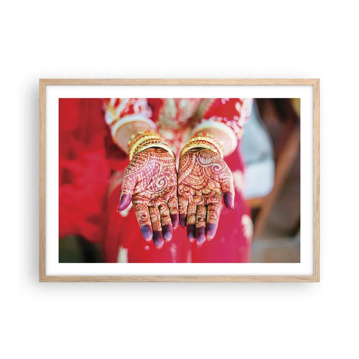 Poster in einem Rahmen aus heller Eiche - Bereit, das Glück zu fangen? - 70x50 cm