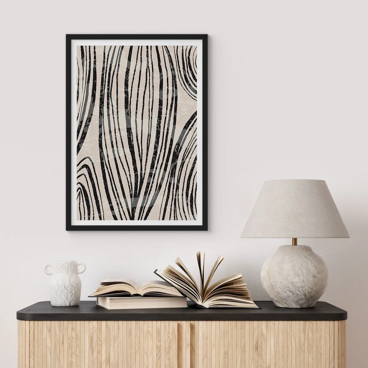 Poster in einem schwarzem Rahmen - Linienpool - 70x100 cm