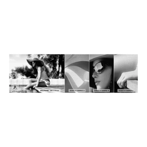 Fototapeten Muster Premium Canvas - Sommertraum - Frau, Hut, Schwimmbad - 100x30 cm