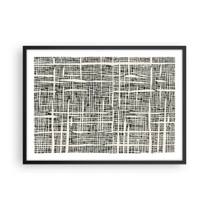 Poster in einem schwarzem Rahmen - Ein geometrisches Muster, das einem Gitter auf hellem Hintergrund ähnelt - 70x50cm - Gewebte Komposition - Moderne Wanddekoration für Wohnzimmer und Schlafzimmer ARTTOR