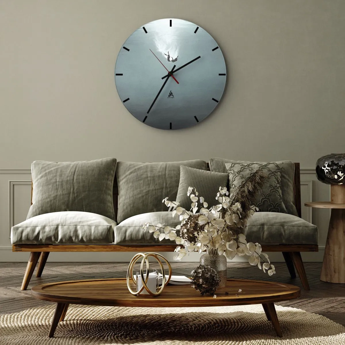 Wanduhr - Glasuhr - In den Armen des Ozeans - 40x40 cm