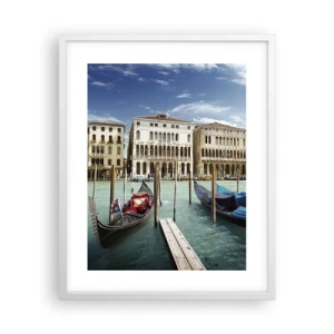 Poster in einem weißen Rahmen - Paläste in Blau - 40x50 cm