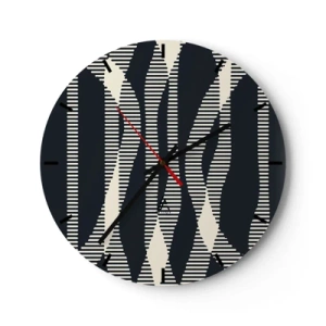 Wanduhr - Glasuhr - Schwarz-beiges Streifenmuster mit optischem Effekt - 30x30cm - Ein Versuch, die Dunkelheit zu durchbrechen - Moderne Wanddekoration für Wohnzimmer, Küche und Schlafzimmer ARTTOR