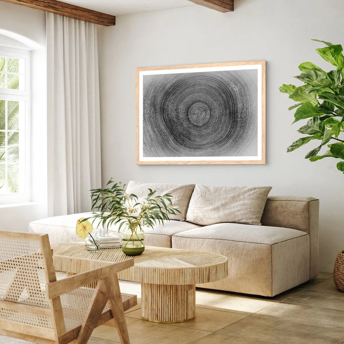 Poster in einem Rahmen aus heller Eiche - Zeichen der Zeit - 100x70 cm