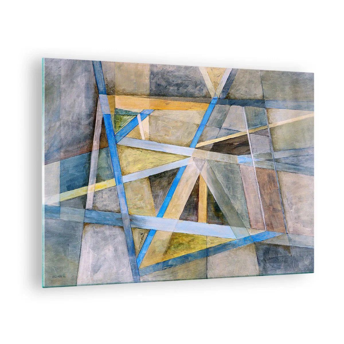 Glasbild - Bild auf glas - Abstrakte Komposition mit geometrischen Formen - 70x50cm - Gerade oder diagonal? - Moderne Wanddekoration für Wohnzimmer und Schlafzimmer ARTTOR