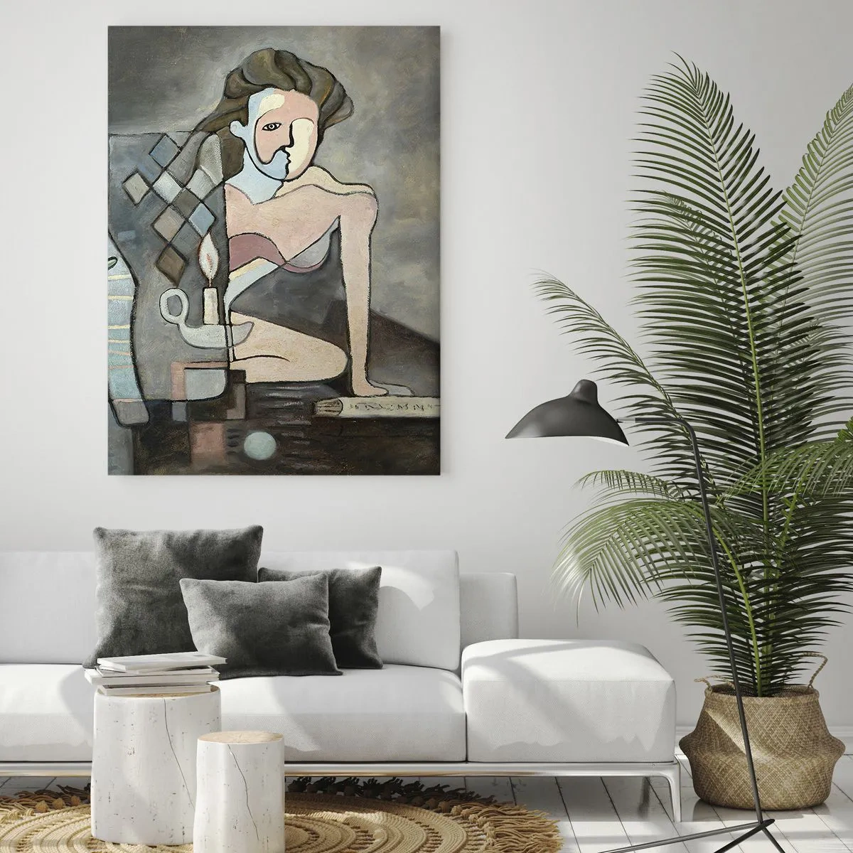 Glasbild - Bild auf glas - Abstrakte Figuren in einer symbolischen Komposition mit tiefer Bedeutung - 70x100cm - Mosaik aus Geist und Materie - Moderne Wanddekoration für Wohnzimmer und Schlafzimmer ARTTOR