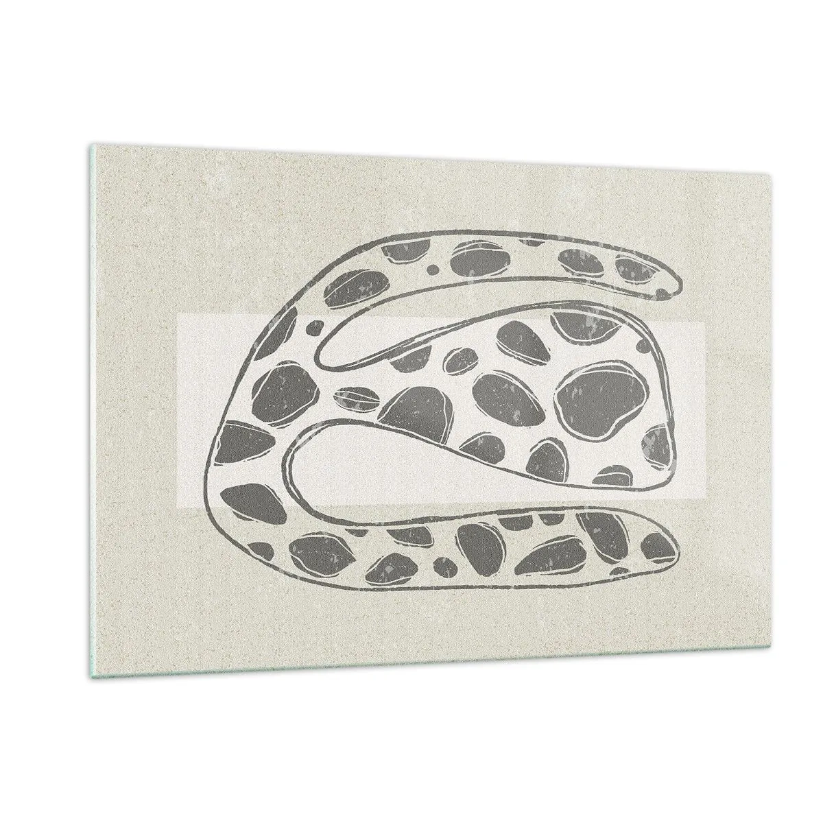 Glasbild - Bild auf glas - Eine phantasievolle organische Form in Grautönen auf Beige - 120x80cm - Seltsame Kreatur - Moderne Wanddekoration für Wohnzimmer und Schlafzimmer ARTTOR